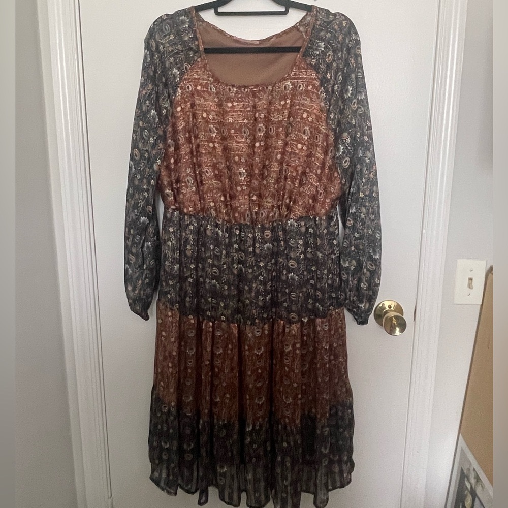 Ces Femme Floral Tiered Patterned Boho Dress